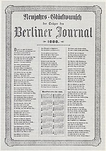 The Berliner Journal broadside for 1888.