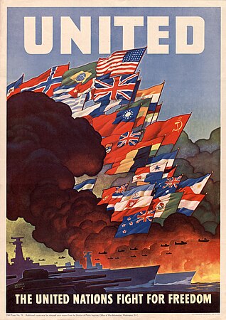 A poster depicting the United Nations alliance in 1943. Restored by Bammesk