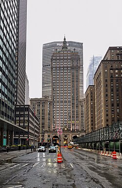 The Helmsley Building as seen from Park Avenue on March 2, 2024, with the MetLife Building in the background
