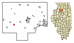 Location of Buda in Bureau County, Illinois.