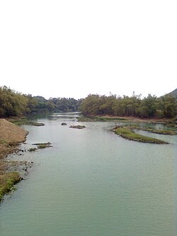 Công River seen from the suspension bridge looking downstream