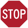 Stop sign used in English-speaking countries, as well as in most European countries