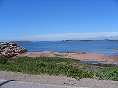 Jacques Cartier Strait, in the Gulf of St. Lawrence, traps for crab fishing on the outcropping rocks of the Canadian Shield