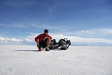 Radu Păltineanu cycling Salar de Uyuni in Bolivia, January 2018