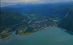 View of Saltdal where the valley meets the fjord