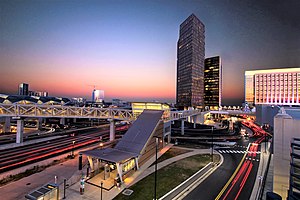 Skyline of Tysons from Tysons station at sunset