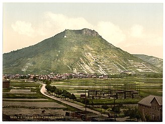 The Landskrone around 1900 with the village of Heppingen and St. Mary's Chapel on its western flanks