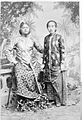 Raden Tumenggung Sosronegoro with his wife, a daughter of the Sultan HB VI of Yogyakarta (c. 1860–1892)