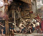 Modern depiction of a Roman siege engine during the siege of Carthage