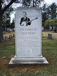 Headstone of singer Don Reno and his family.