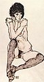 埃贡·席勒《坐着的裸女》，1914年，现藏于阿尔贝蒂娜博物馆