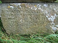 Gravestone showing death date of 1639, Wormshill, Kent, England