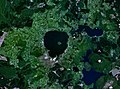 Satellite view of Lake Rotorua; Mount Tarawera is in the lower right corner