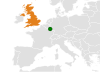 Location map for Luxembourg and the United Kingdom.