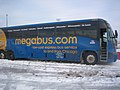 A Megabus bus in central Illinois
