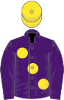 Purple, large yellow spots, yellow cap