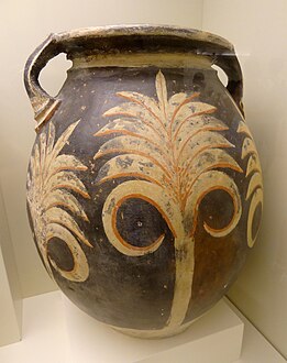 Minoan palmette on a Kamares vessel, 1700-1650 BC, ceramic, Archaeological Museum of Heraklion, Heraklion, Greece