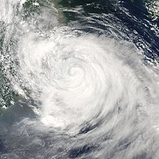 Typhoon Matsa near peak intensity