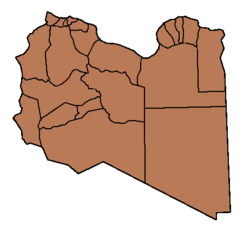 ● Districts under NTC control. ● Districts under Gaddafi control. ● Districts with no overall control or where situation is unclear.