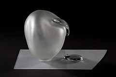 Sculpture of an apple made of sandblasted glass