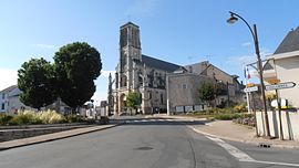 The centre of the village of La Pommeraye with the church and the town hall on the right