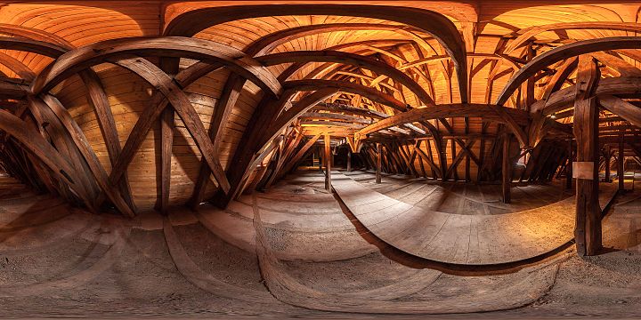 Roof trusses of the Library Hall, Monastery Eberbach View as 360°-Panorama