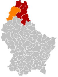 万克朗日在卢森堡地图上的位置，万克朗日为橙色，克莱沃县为深红色