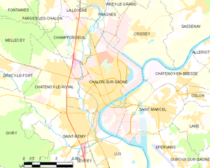 索恩河畔沙隆市镇地图