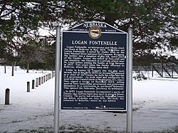 Historical marker in Petersburg commemorating Logan Fontenelle