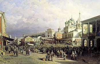 Lower Bazaar in Nizhny Novgorod. Kremlin. Church of St. John the Baptist. 1872