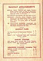 Back cover showing railway arrangements and admission charges