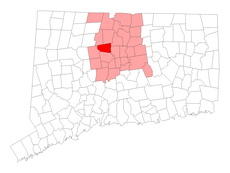 Avon's location within Hartford County and Connecticut