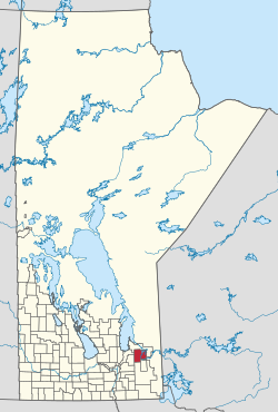 Location of the Rural Municipality of Lac du Bonnet in Manitoba