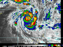 Animation of infrared satellite data depicting Cyclone Harold