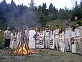 Dacian Sacred Fire ceremony at Detunata temple during 2013 in Romania.