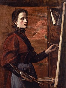 A self-portrait of Elisabeth Nourse, painting