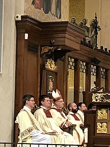 Felipe de Jesús Estévez in the cathedra of the Diocese of St Augustine. During Mass at the Cathedral Basilica of St. Augustine.