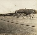 Galveston Electric Co. tracks through City Park adjacent to Hotel Galvez after the 1915 Galveston Hurricane