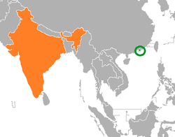 Map indicating locations of Hong Kong and India