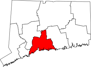 Map of Connecticut highlighting South Central Connecticut Planning Region