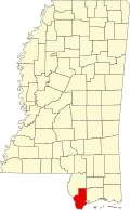 汉考克县在密西西比州的位置
