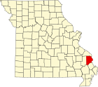 開普吉拉多縣在密蘇里州的位置