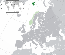 斯瓦尔巴的位置（深绿色） – 欧洲（绿色及深灰色） – 挪威（绿色）