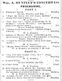 1886. Program, William A. Huntley's Concert Company.