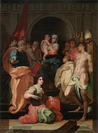 罗索·菲奥伦蒂诺（英语：Rosso Fiorentino）的《神圣祭台（意大利语：Pala Dei）》，350 × 260cm，约作于1522年，1691年始藏[17]