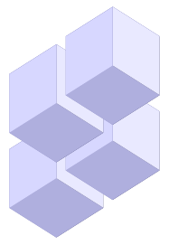 第四片，或称为Z：二个立方体排成一列，上面是另外二个立方体，往右排一格。