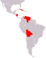 Map of nations participating in the Bolivarian Alternative for the Americas