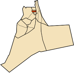 Map of Ouargla Province highlighting Touggourt District