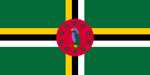 The flag of Dominica features a sisserou parrot, a national symbol.