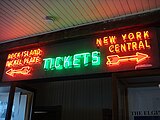 Does this neon sign directing commuters to RI, Nickel Plate, and NYC Ticket Windows still exist at La Salle Street Station?